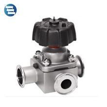 Sanitary Stainless Steel Clamp End Tee Type Three Way Aseptic Diaphragm Valve
